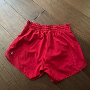 Lululemon red hotty hot shorts (high rise, 4 in inseam)